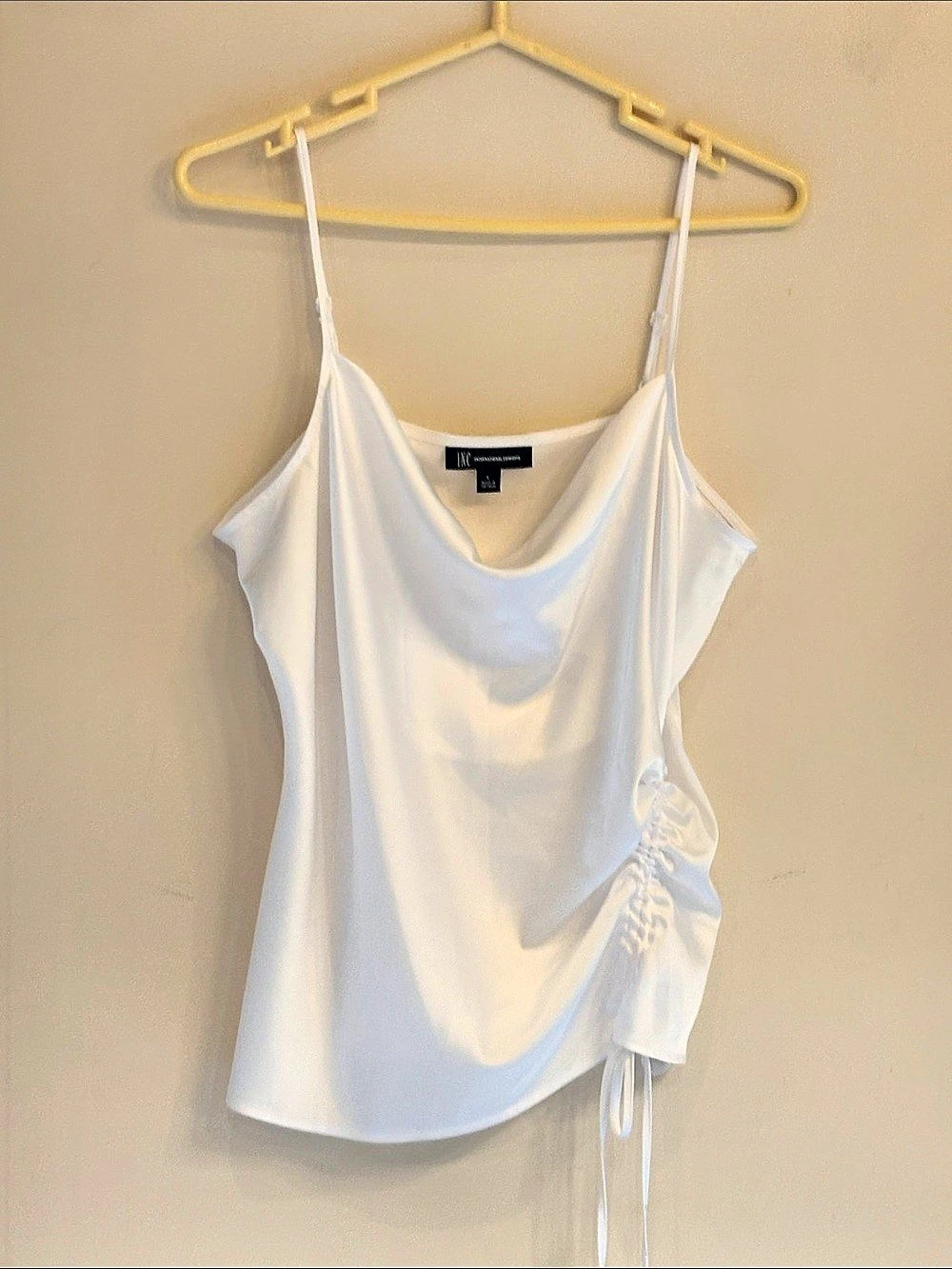 INC International Concepts Side Ruched Camisole White Tank Top Large